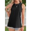 imageOFEEFAN Womens Tank Tops High Neck Summer Tops Eyelet Sleeveless Shirts Loose Fit 2025Bblack