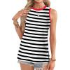imageOFEEFAN Womens Tank Tops High Neck Summer Tops Eyelet Sleeveless Shirts Loose Fit 2025Cawhite Stripe