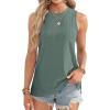 imageOFEEFAN Womens Tank Tops High Neck Summer Tops Eyelet Sleeveless Shirts Loose Fit 2025Cgreen
