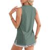 imageOFEEFAN Womens Tank Tops High Neck Summer Tops Eyelet Sleeveless Shirts Loose Fit 2025Cgreen