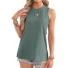 imageOFEEFAN Womens Tank Tops High Neck Summer Tops Eyelet Sleeveless Shirts Loose Fit 2025Cgreen