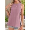 imageOFEEFAN Womens Tank Tops High Neck Summer Tops Eyelet Sleeveless Shirts Loose Fit 2025Dpink