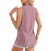 imageOFEEFAN Womens Tank Tops High Neck Summer Tops Eyelet Sleeveless Shirts Loose Fit 2025Dpink