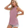 imageOFEEFAN Womens Tank Tops High Neck Summer Tops Eyelet Sleeveless Shirts Loose Fit 2025Dpink