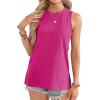 imageOFEEFAN Womens Tank Tops High Neck Summer Tops Eyelet Sleeveless Shirts Loose Fit 2025Ehot Pink