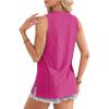 imageOFEEFAN Womens Tank Tops High Neck Summer Tops Eyelet Sleeveless Shirts Loose Fit 2025Ehot Pink