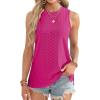 imageOFEEFAN Womens Tank Tops High Neck Summer Tops Eyelet Sleeveless Shirts Loose Fit 2025Ehot Pink
