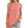imageOFEEFAN Womens Tank Tops High Neck Summer Tops Eyelet Sleeveless Shirts Loose Fit 2025Fpeach Pink