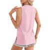 imageOFEEFAN Womens Tank Tops High Neck Summer Tops Eyelet Sleeveless Shirts Loose Fit 2025Glight Pink