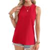 imageOFEEFAN Womens Tank Tops High Neck Summer Tops Eyelet Sleeveless Shirts Loose Fit 2025Hred