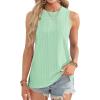 imageOFEEFAN Womens Tank Tops High Neck Summer Tops Eyelet Sleeveless Shirts Loose Fit 2025Ilake Green