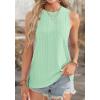 imageOFEEFAN Womens Tank Tops High Neck Summer Tops Eyelet Sleeveless Shirts Loose Fit 2025Ilake Green