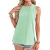 imageOFEEFAN Womens Tank Tops High Neck Summer Tops Eyelet Sleeveless Shirts Loose Fit 2025Ilake Green