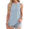 imageOFEEFAN Womens Tank Tops High Neck Summer Tops Eyelet Sleeveless Shirts Loose Fit 2025Jlight Blue