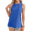 imageOFEEFAN Womens Tank Tops High Neck Summer Tops Eyelet Sleeveless Shirts Loose Fit 2025Kblue