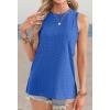 imageOFEEFAN Womens Tank Tops High Neck Summer Tops Eyelet Sleeveless Shirts Loose Fit 2025Kblue