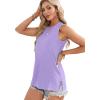 imageOFEEFAN Womens Tank Tops High Neck Summer Tops Eyelet Sleeveless Shirts Loose Fit 2025Lpurple