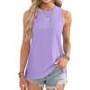 imageOFEEFAN Womens Tank Tops High Neck Summer Tops Eyelet Sleeveless Shirts Loose Fit 2025Lpurple