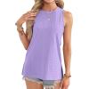 imageOFEEFAN Womens Tank Tops High Neck Summer Tops Eyelet Sleeveless Shirts Loose Fit 2025Lpurple