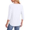 imageOFEEFAN Womens Tops 34 Length Sleeve Blouses Dressy Casual Spring Summer Outfits Pleated Front T Shirts Curved Hem0white