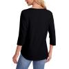 imageOFEEFAN Womens Tops 34 Length Sleeve Blouses Dressy Casual Spring Summer Outfits Pleated Front T Shirts Curved HemBlack