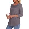 imageOFEEFAN Womens Tops 34 Length Sleeve Blouses Dressy Casual Spring Summer Outfits Pleated Front T Shirts Curved HemDark Taupe