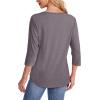 imageOFEEFAN Womens Tops 34 Length Sleeve Blouses Dressy Casual Spring Summer Outfits Pleated Front T Shirts Curved HemDark Taupe