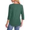 imageOFEEFAN Womens Tops 34 Length Sleeve Blouses Dressy Casual Spring Summer Outfits Pleated Front T Shirts Curved HemDeep Green