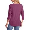 imageOFEEFAN Womens Tops 34 Length Sleeve Blouses Dressy Casual Spring Summer Outfits Pleated Front T Shirts Curved HemDusty Red