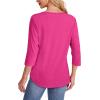 imageOFEEFAN Womens Tops 34 Length Sleeve Blouses Dressy Casual Spring Summer Outfits Pleated Front T Shirts Curved HemFushcia Pink