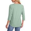 imageOFEEFAN Womens Tops 34 Length Sleeve Blouses Dressy Casual Spring Summer Outfits Pleated Front T Shirts Curved HemGreen