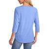 imageOFEEFAN Womens Tops 34 Length Sleeve Blouses Dressy Casual Spring Summer Outfits Pleated Front T Shirts Curved HemLight Blue