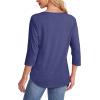 imageOFEEFAN Womens Tops 34 Length Sleeve Blouses Dressy Casual Spring Summer Outfits Pleated Front T Shirts Curved HemNavy