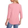 imageOFEEFAN Womens Tops 34 Length Sleeve Blouses Dressy Casual Spring Summer Outfits Pleated Front T Shirts Curved HemPink