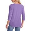 imageOFEEFAN Womens Tops 34 Length Sleeve Blouses Dressy Casual Spring Summer Outfits Pleated Front T Shirts Curved HemPurple