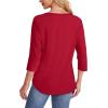 imageOFEEFAN Womens Tops 34 Length Sleeve Blouses Dressy Casual Spring Summer Outfits Pleated Front T Shirts Curved HemRed