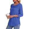 imageOFEEFAN Womens Tops 34 Length Sleeve Blouses Dressy Casual Spring Summer Outfits Pleated Front T Shirts Curved HemRoyal Blue