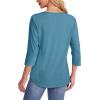 imageOFEEFAN Womens Tops 34 Length Sleeve Blouses Dressy Casual Spring Summer Outfits Pleated Front T Shirts Curved HemTurquoise