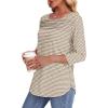 imageOFEEFAN Womens Tops 34 Length Sleeve Blouses Dressy Casual Spring Summer Outfits Pleated Front T Shirts Curved HemYbrown White