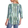imageOFEEFAN Womens Tops 34 Length Sleeve Blouses Dressy Casual Spring Summer Outfits Pleated Front T Shirts Curved HemYgreen Stripes
