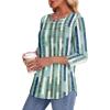 imageOFEEFAN Womens Tops 34 Length Sleeve Blouses Dressy Casual Spring Summer Outfits Pleated Front T Shirts Curved HemYgreen Stripes