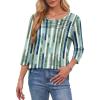 imageOFEEFAN Womens Tops 34 Length Sleeve Blouses Dressy Casual Spring Summer Outfits Pleated Front T Shirts Curved HemYgreen Stripes