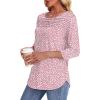 imageOFEEFAN Womens Tops 34 Length Sleeve Blouses Dressy Casual Spring Summer Outfits Pleated Front T Shirts Curved HemYpink Leopard