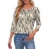 imageOFEEFAN Womens Tops 34 Length Sleeve Blouses Dressy Casual Spring Summer Outfits Pleated Front T Shirts Curved HemZbeige Black