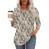 imageOFEEFAN Womens Tops 34 Length Sleeve Blouses Dressy Casual Spring Summer Outfits Pleated Front T Shirts Curved HemZbeige Black