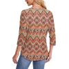imageOFEEFAN Womens Tops 34 Length Sleeve Blouses Dressy Casual Spring Summer Outfits Pleated Front T Shirts Curved HemZboho Orange