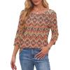 imageOFEEFAN Womens Tops 34 Length Sleeve Blouses Dressy Casual Spring Summer Outfits Pleated Front T Shirts Curved HemZboho Orange