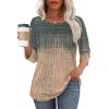 imageOFEEFAN Womens Tops 34 Length Sleeve Blouses Dressy Casual Spring Summer Outfits Pleated Front T Shirts Curved HemZcharcoal Coral
