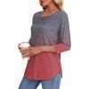 imageOFEEFAN Womens Tops 34 Length Sleeve Blouses Dressy Casual Spring Summer Outfits Pleated Front T Shirts Curved HemZcharcoal Red