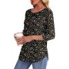 imageOFEEFAN Womens Tops 34 Length Sleeve Blouses Dressy Casual Spring Summer Outfits Pleated Front T Shirts Curved HemZfloral Black